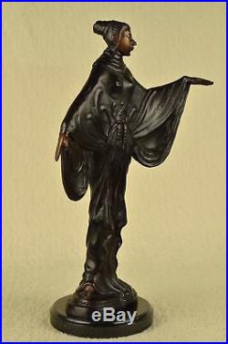 Art Déco Bronze Marbre Ziegfeld Dancer Showgirl Couture Mode Statue Sculpture