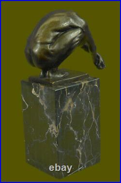 Art Déco Chair Mâle Plongeur Bronze Sculpture Marbre Base Figurine Cadeau Maison