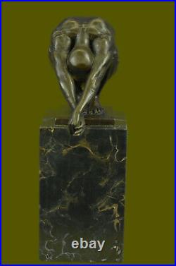 Art Déco Chair Mâle Plongeur Bronze Sculpture Marbre Base Figurine Cadeau Maison