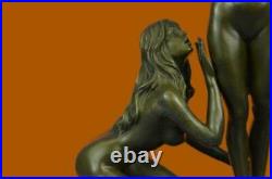 Art Déco Érotique 3 Chair Femme Bronze Sculpture Marbre Base Figurine Statue