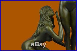 Art Déco Érotique 3 Nu Femme Bronze Sculpture Base en Marbre Figurine Statue