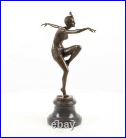 Art Déco Figurine en Bronze, Bronze Sculpture Danseuse, Avec Brio Signer