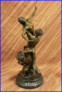 Art Déco Maison Bureau Bronze Sculpture Abduction Nu Femelle Marbre Statue Solde