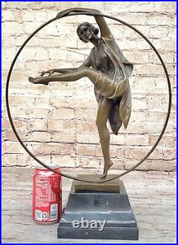 Art Déco Nouveau Boucle Chair Érotique Danseuse 100% Uni Bronze Sculpture Cadeau