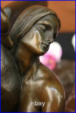Art Déco Nouveau Bronze Leda Et Le Schwan Sculpture Décor Maison Figurine Grand