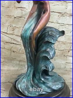 Art Déco / Nouveau Chair Nue Sexy Méduse Bronze Sculpture Marbre Figurine Base