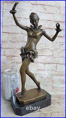 Art Déco Nouveau Chiparus Style Bronze Sculpture Danseuse Marbre Base