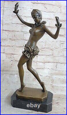 Art Déco Nouveau Chiparus Style Bronze Sculpture Danseuse Marbre Base