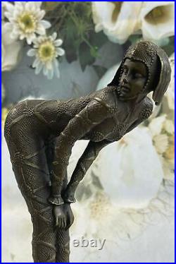 Art Déco Nouveau Chiparus Style Bronze Sculpture Danseuse Marbre Figurine Base