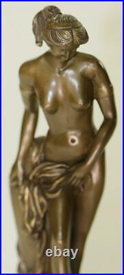 Art Déco / Nouveau Érotique Ouvre Chair Femme Femelle Bronze Statue Figurine
