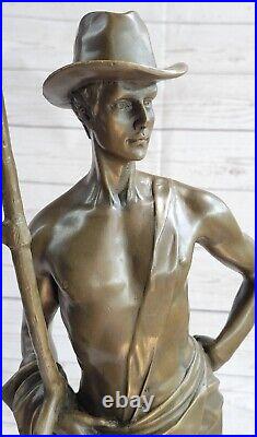 Art Déco / Nouveau Fonte Agriculteur Homme Mâle Véritable Bronze Sculpture