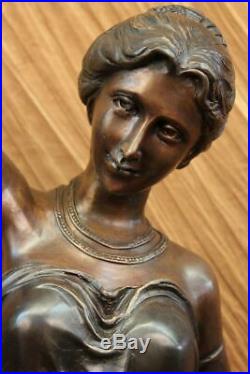 Art Déco / Nouveau Fonte Haut Femme Français Lampe Bronze Sculpture Statue Solde