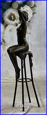 Art Déco / Nouveau Fonte Nue Femme Bronze Bureau à Domicile Décor Figurine