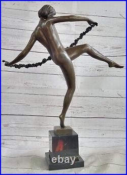 Art Déco Nouveau Français Chair Danseuse Par Pierre Faguay Bronze Statue