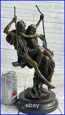 Art Déco / Nouveau Signée Original Ouvre Par Cesaro Loving Couple Bronze Statue
