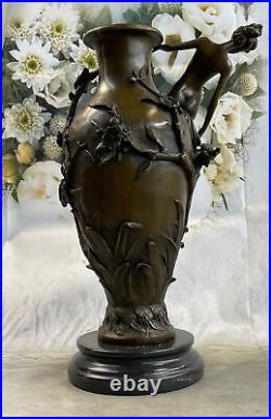 Art Déco Nouveau Style Chair Nue Érotique Nymphe Bronze Vase Statue Figure Décor