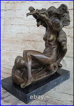 Art Déco Nouveau Vénus sur La Lune Chair Bronze Sculpture Fonte Figurine Décor
