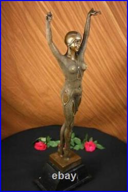 Art Déco Signé Chiparus Dancer Bronze Sculpture Marbre Base Statue Figurine Art