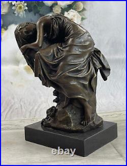 Art Déco Style Statue Sculpture Demoiselle Nue Sexy Nouveau Bronze