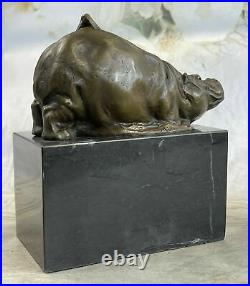 Art Déco Style Statue Sculpture Hippo Faune Nouveau Bronze Signée