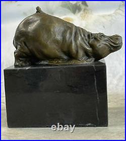 Art Déco Style Statue Sculpture Hippo Faune Nouveau Bronze Signée