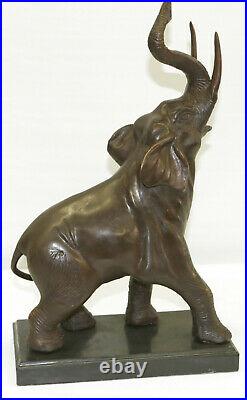 Art Déco de Collection Éléphant Avec Coffre Up Bronze Chef-D Sculpture uvre