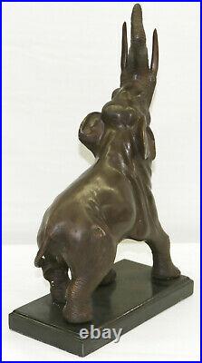 Art Déco de Collection Éléphant Avec Coffre Up Bronze Chef-D Sculpture uvre