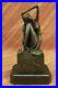 Art-Nouveau-Beau-Assis-Fille-Bronze-Sculpture-Marbre-Base-Figurine-Artwork-01-hq