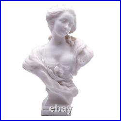 Art Nouveau Buste de Femme Sur Culot Albâtre Marbre Sculpture Figurine 3,9 KG