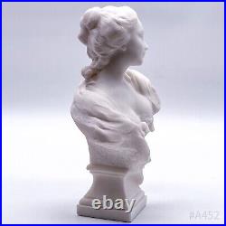 Art Nouveau Buste de Femme Sur Culot Albâtre Marbre Sculpture Figurine 3,9 KG