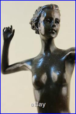 Art Nouveau Diana Nemorensis Main Fabriqué Femelle Guerrier Bronze Sculpture