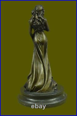 Art Nouveau Fonte Terre Déesse Bronze Sculpture Marbre Base Figurine