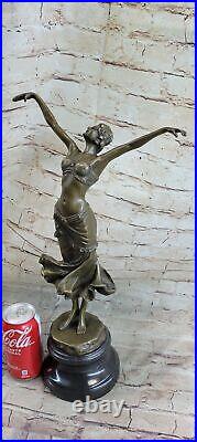 Art Nouveau Gratuit As Oiseau Dancer Bronze Sculpture avec Vert Marbre Base