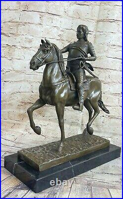 Art Nouveau Guerrier Equitation Cheval Militaire Trophée Sculpture