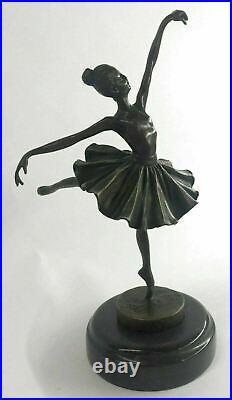 Art Nouveau Musée Qualité Classique Ballerine Bronze Figurine Marbre Base Statue