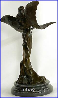 Art Nouveau Papillons Ange Érotique Sexe Statue Figurine Bronze Sculpture