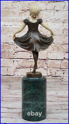 Art Nouveau Prima Ballerine Danseuse Enfants Bronze Sculpture Par Preiss Décor