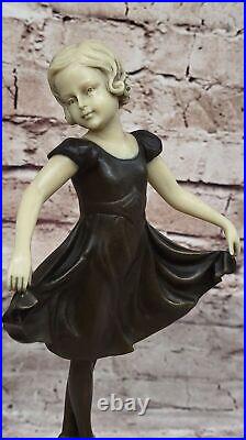 Art Nouveau Prima Ballerine Danseuse Enfants Bronze Sculpture Par Preiss Décor