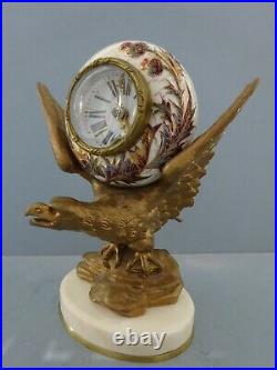 Art Nouveau Rare Horloge Pendule Boulangère Chardons + Sculpture Aigle Bronze