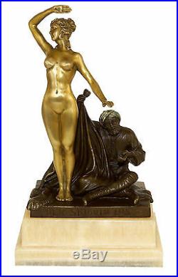Art Nouveau Sculpture en Bronze le Esclave Los (1910) Signé Theodor Eichler