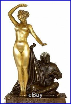 Art Nouveau Sculpture en Bronze le Esclave Los (1910) Signé Theodor Eichler