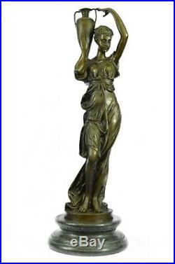 Art Nouveau Statue Sculpture Porteur Jeune Maidens Guilded Bronze ou Spelter Fig