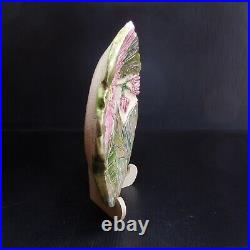 Art Nouveau poterie sculpture céramique barbotine assiette fleur fait main N7540