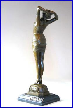 Art nouveau Le Réveil Belle sculpture en bronze signée Phillips- envoi gratuit