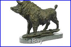 Artisanal Bronze Sculpture Solde ma Déco Art Cochon Sanglier Sauvage Signé Grand