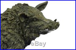 Artisanal Bronze Sculpture Solde ma Déco Art Cochon Sanglier Sauvage Signé Grand