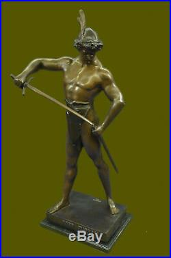 Artisanal Bronze Sculpture Vente Art Warrior Knight Armor Base Marbre Figurine