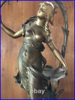 Auguste Moreau (1834-1929) Nymphe Sculpture en Régule Signée Statue Art Nouveau