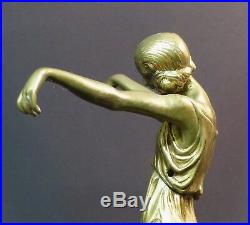 B 1925 P. LAUREL rare statue sculpture art nouveau danseuse bronze 4.3Kg43cm