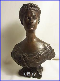 BRONZE Domenico MASTROIANNI 1876-1962 buste FEMME art nouveau 1902 PARIS signé